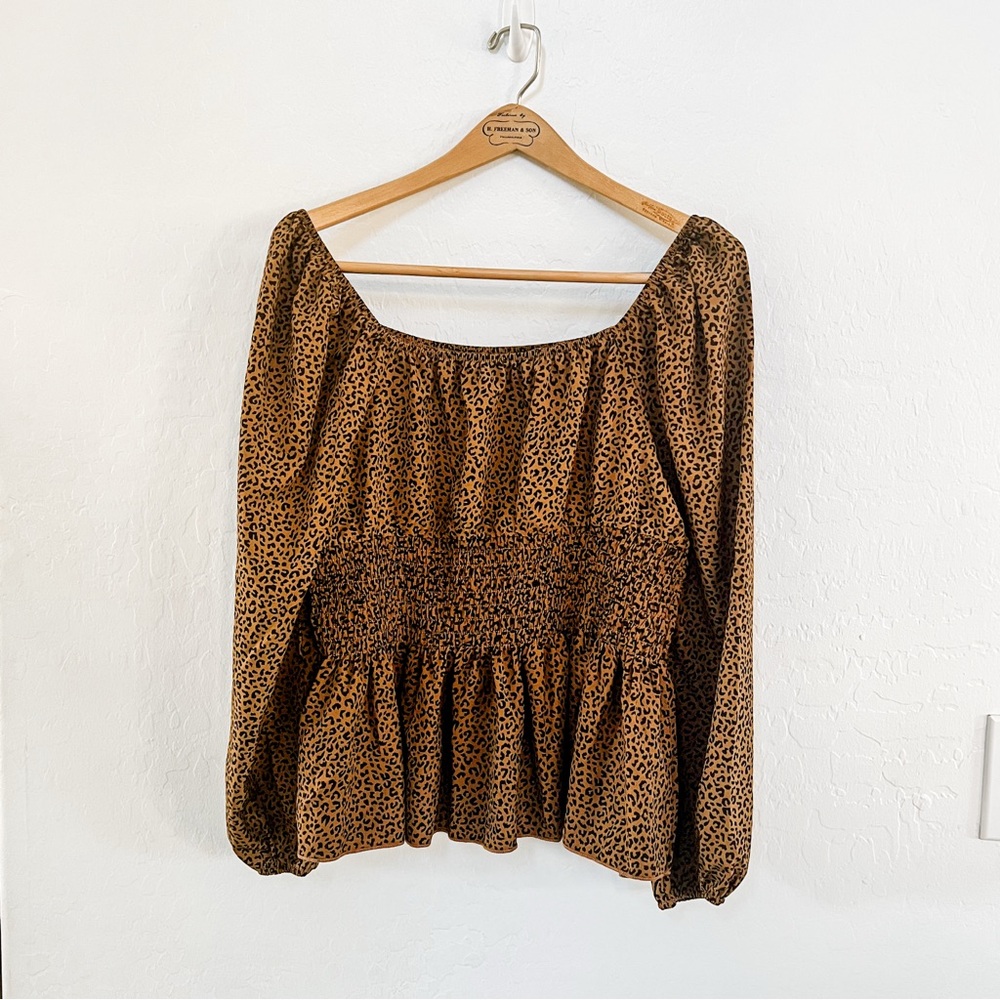 SHEIN Cheetah Peasant Blouse